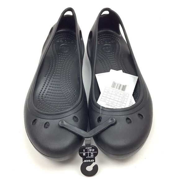 Crocs Kadee Black Slingback Sandals Flat Shoes Slip-on Close Toe Women 10 NEW - Picture 2 of 9